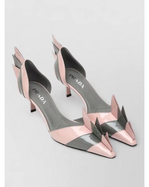 Prada Multicolor Pumps Cut Out Design Pointed Toe Sculptural Heel