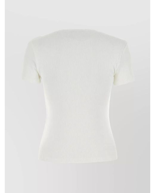 Off-White c/o Virgil Abloh White Ribbed Stretch Cotton Logo T-Shirt