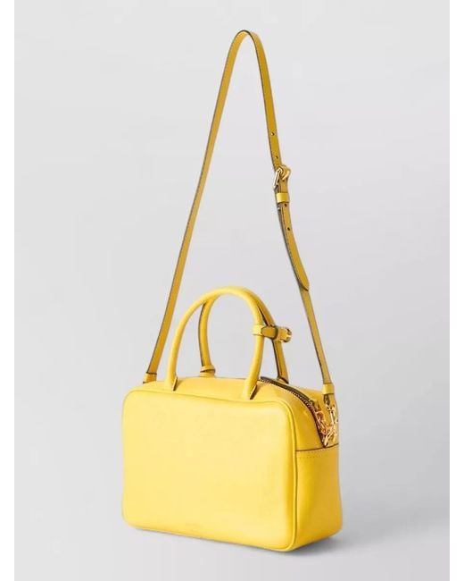 Moschino Yellow Calf Leather Mini Shoulder Bag