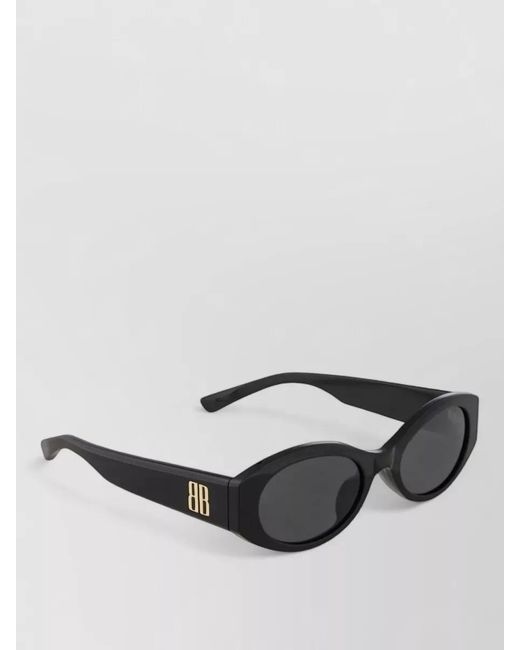 Balenciaga Black Oval Sunglasses Silk Nylon Blend Frame