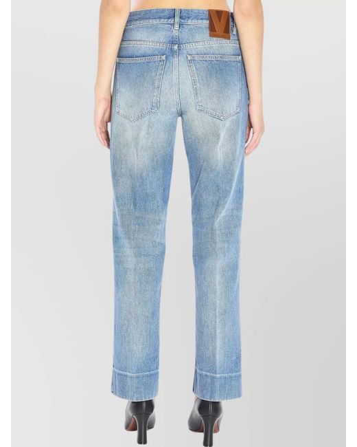 Valentino Garavani Blue Cotton High-Rise Straight-Leg Jeans
