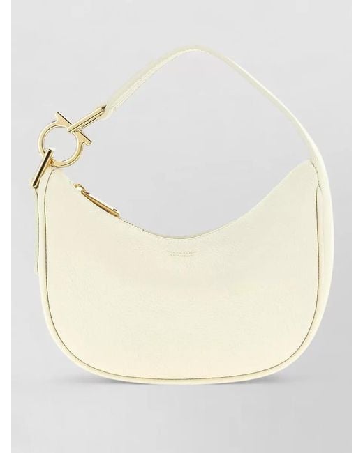 Ferragamo Natural Gancini Leather Shoulder Bag Top Handle