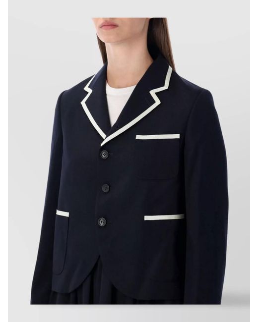 Comme des Garçons Blue Wool Cropped Blazer