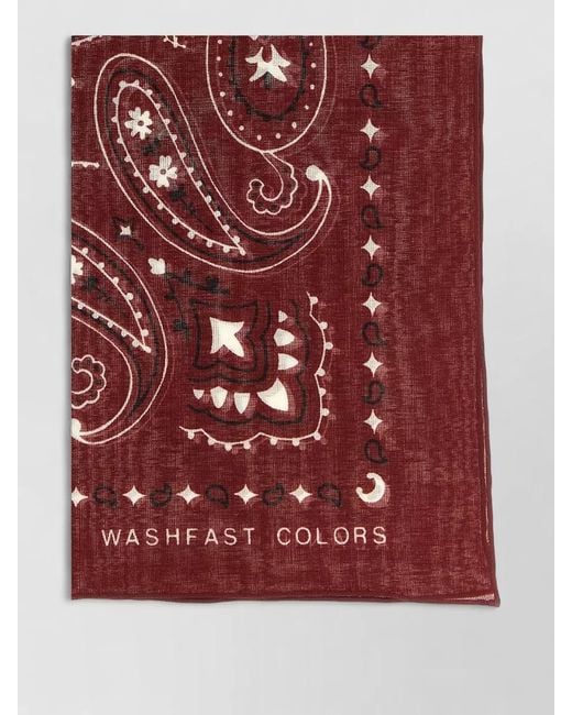 Alanui Red Paisley Print Square Bandana Hair Accessory