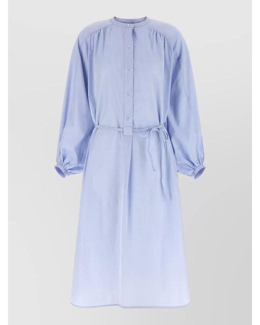 Loulou de Saison Blue Cotton Midi Shirt Dress