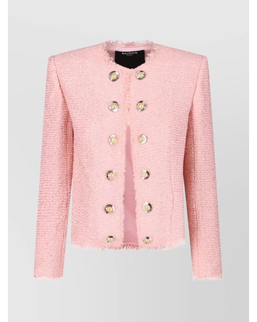 Balmain Pink Sequin Tweed Blazer