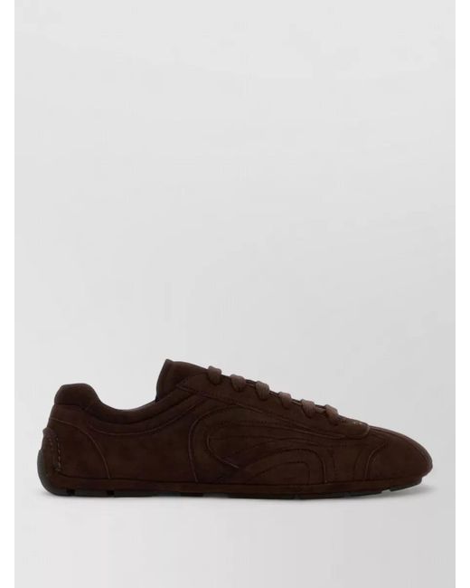 Prada Brown Suede Low-Top Sneakers for men