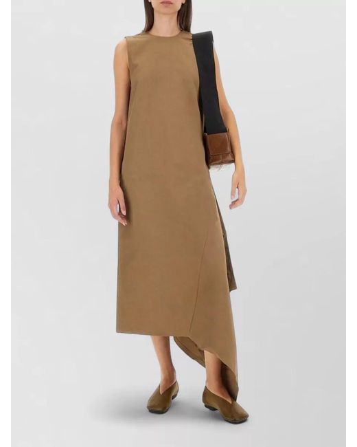 Uma Wang Natural Aura Midi Dress Asymmetric Hem V Back