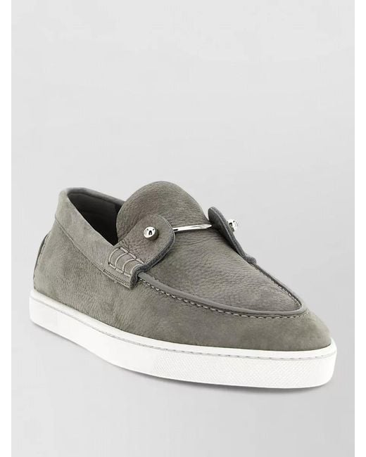 Christian Louboutin Gray Chambeliboat Loafers Round Toe Contrast Sole for men