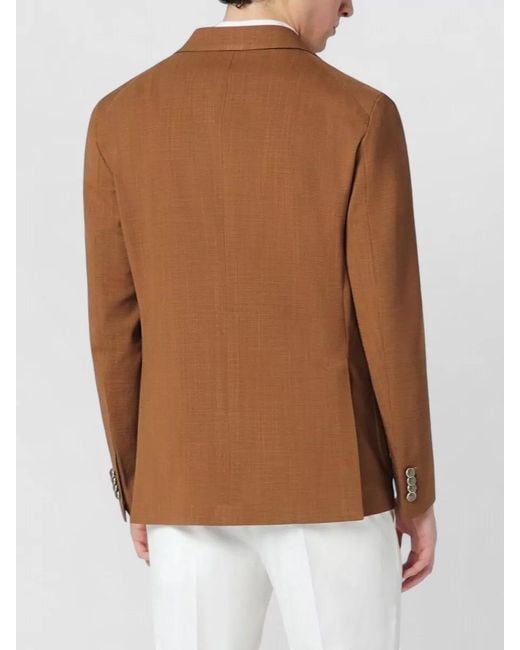 Tagliatore Brown Wool Double Breasted Coat for men