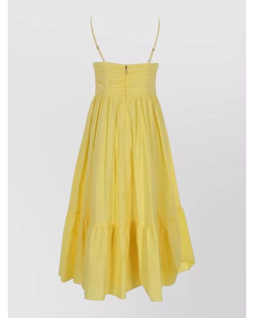 Michael Kors Yellow Ruched Bodice Dress Tiered Skirt Straps