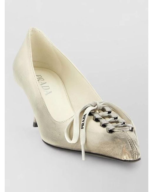 Prada Metallic Leather Lace-Up Pumps