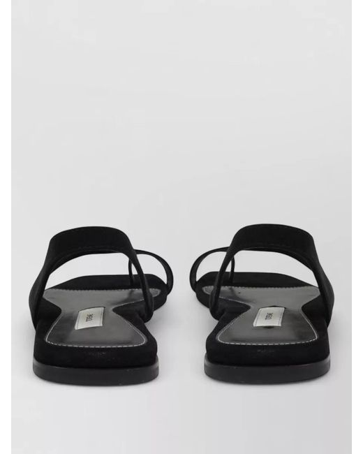 Totême  Black Suede Flat Sandal Open Toe Slingback