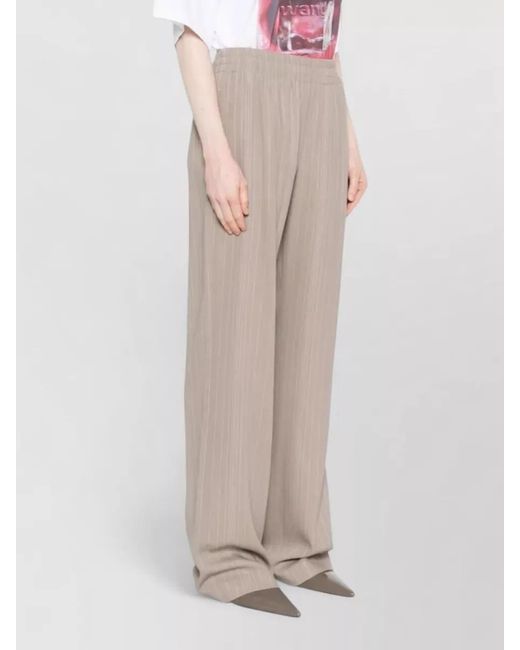Golden Goose Deluxe Brand Purple Journey Wide Leg Pinstripe Viscose Trousers