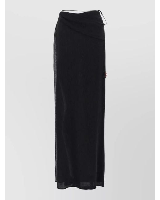 Magda Butrym Black Beach Maxi Dress Sheer Side Slit Tie