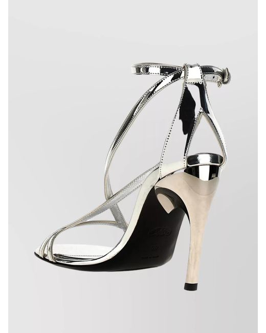 McQueen White 'Strappy Metallic Stiletto Sandals'