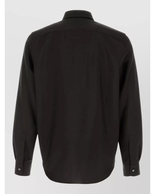 Jil Sander Black Wool Blend Shirt Long Sleeves Button Cuffs for men