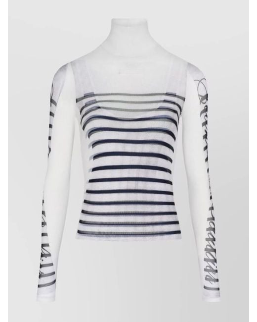 Jean Paul Gaultier White Printed Long-Sleeve Top