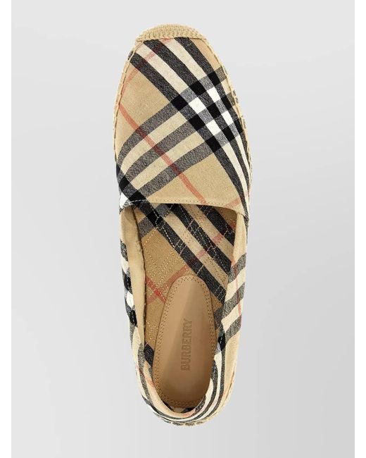 Burberry Metallic Canvas Check Pattern Espadrilles With Round Toe