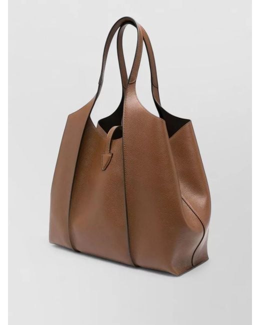 Tod's Brown T Medium Leather Textured Shoulder Tote