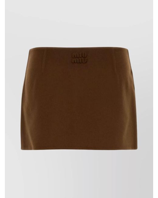 Miu Miu Brown Cashmere Wool Mini Skirt