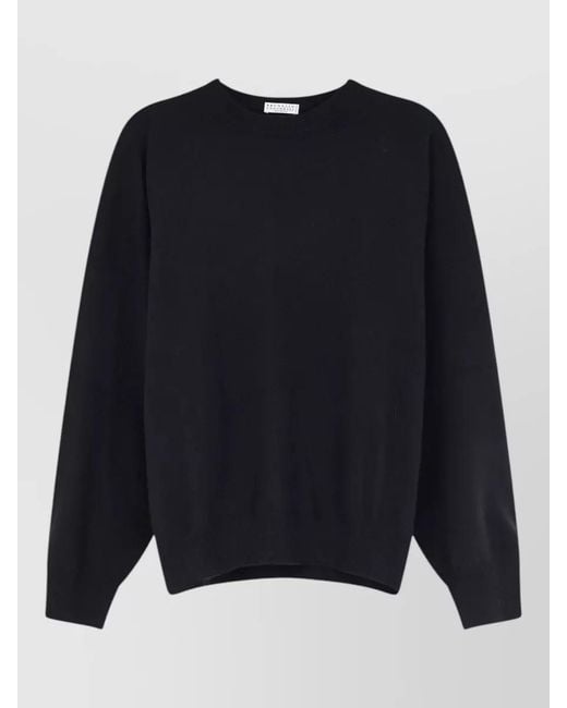 Brunello Cucinelli Blue Long Sleeve Crew Neck Knit Top