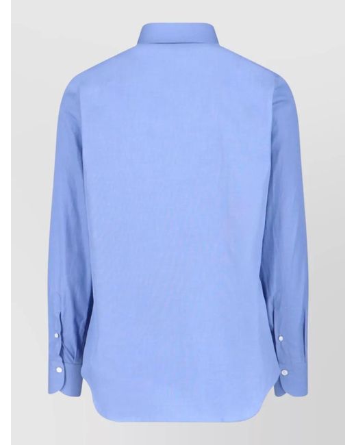 Finamore 1925 Blue Casual Shirt Spread Collar Long Sleeves for men