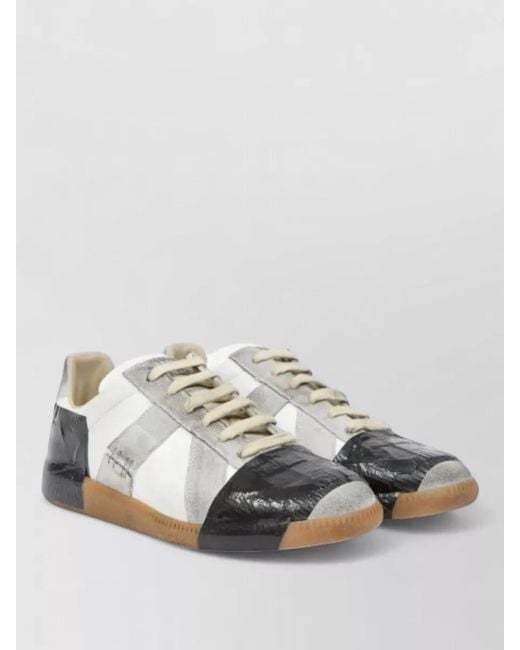 Maison Margiela Metallic Lace Up Low Top Sneakers Rubber Sole