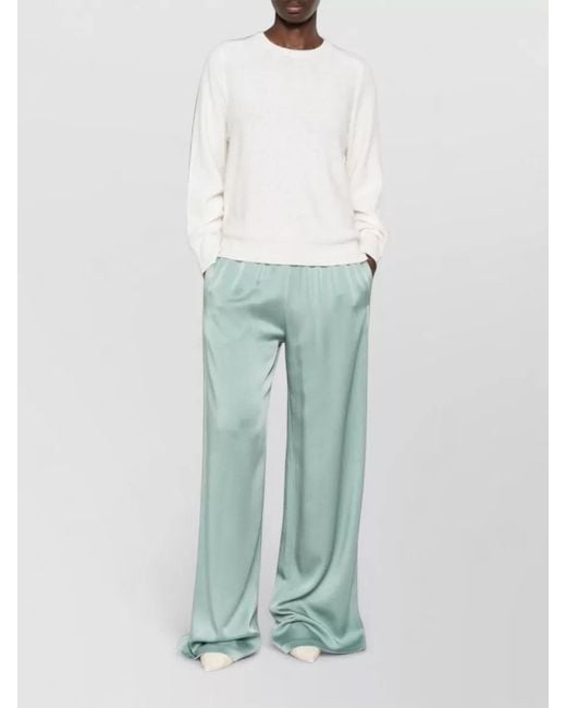 Fabiana Filippi Green Satin Wide Leg Trousers Side Pockets