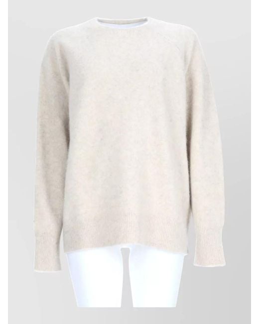 P.A.R.O.S.H. White Raccoon Fur Knit Top Crew Neck