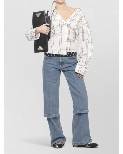 The Attico Natural Checked Oversized Cotton Shirt