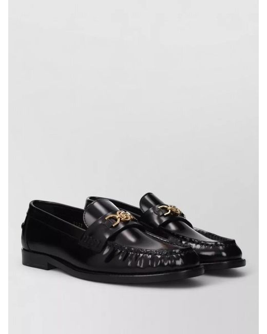 Versace Black Leather Loafers