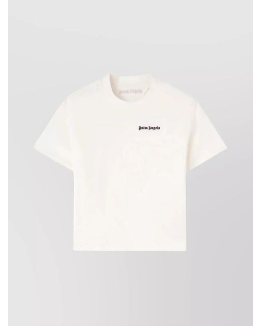 Palm Angels White Monogram Crew Neck Slim Fit T-Shirt