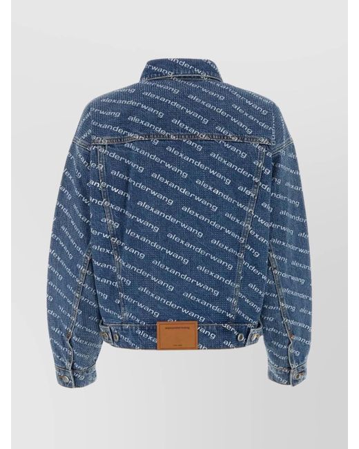 Alexander Wang Blue Oversize Printed Pattern Denim Jacket