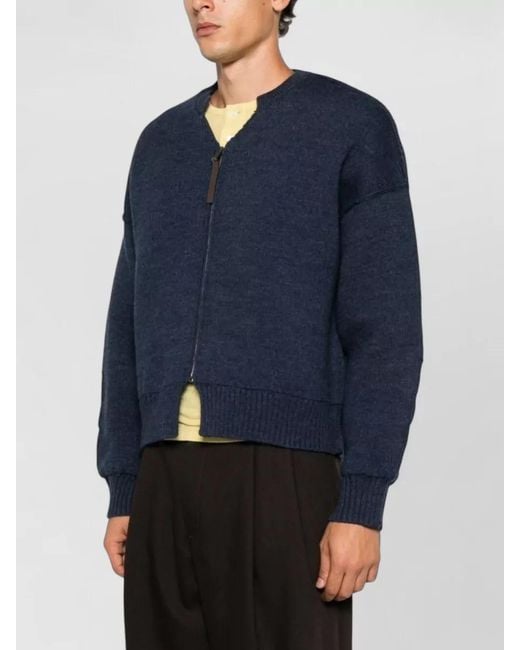Moschino Blue Knit Blazer Nylon Silk V Neck for men