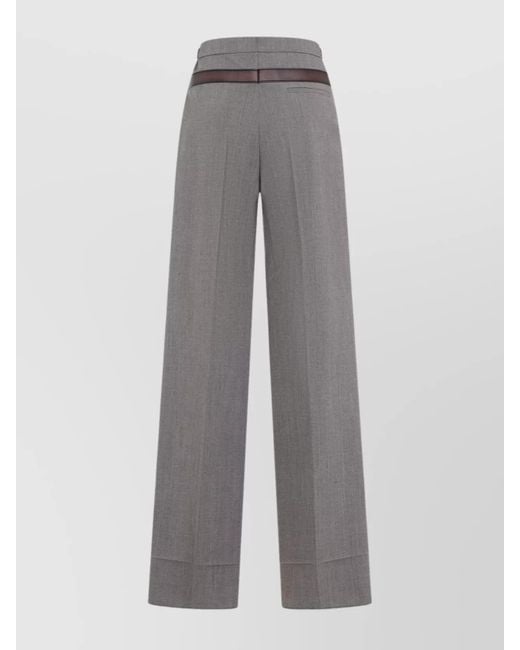 Prada Gray High-Rise Wide-Leg Trousers