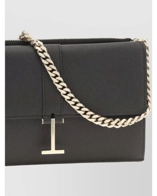 Tom Ford Gray Mini Leather Chain Clutch Bag