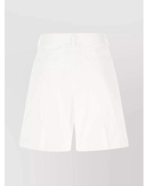 DSquared² White Wool Blend Pleated Knee-Length Bermuda Shorts