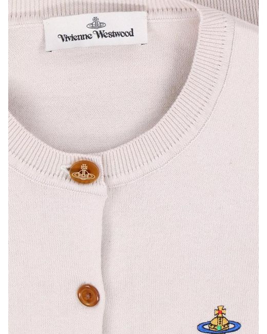 Vivienne Westwood Natural Cashmere Blend Ribbed Crewneck Cardigan
