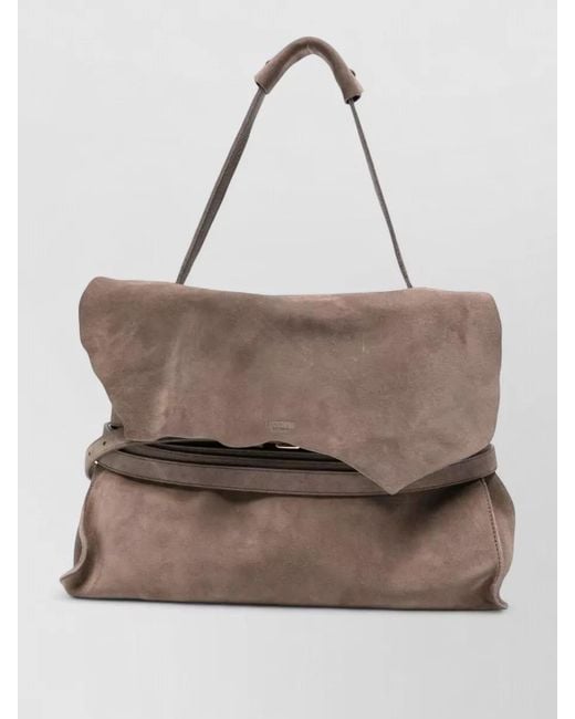 Moschino Brown Shoulder Bag Shopper Adjustable Strap Suede