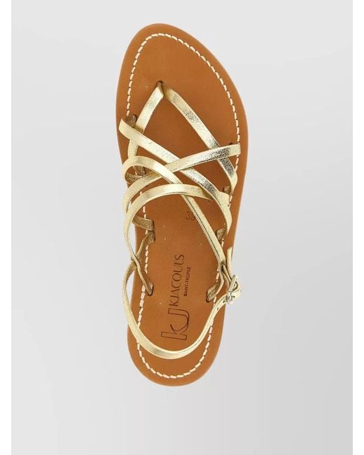 K. Jacques Pandora Flat Sole Metallic Strappy Sandals