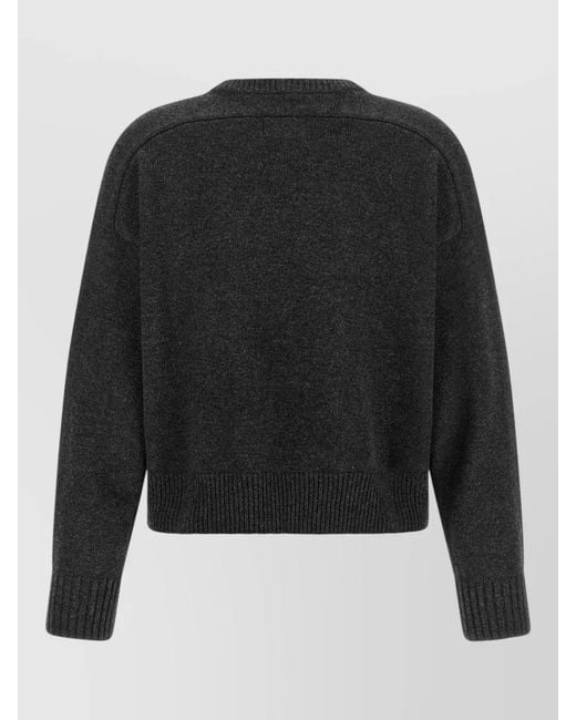 Loulou de Saison Black Breha Crew Neck Cropped Knit Sweater