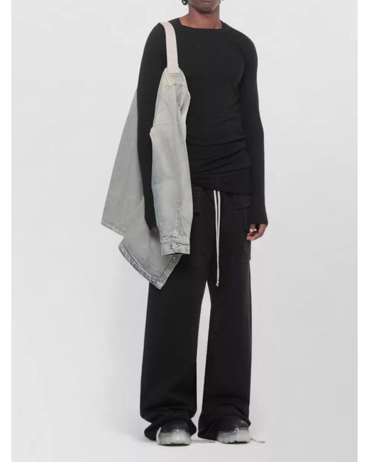 Rick Owens Gray Cotton Jacket Point Collar Chest Pockets for men