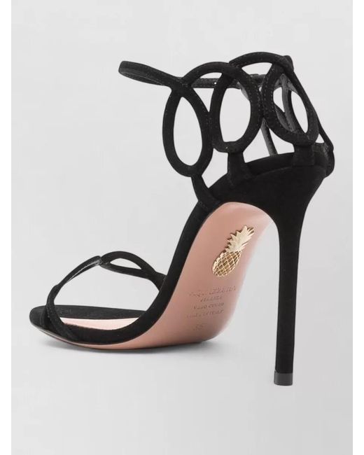 Aquazzura Black Open Toe Stiletto Heel Strappy Pumps