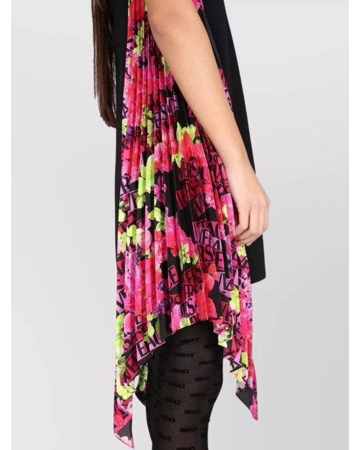 Versace Black Pleated Wool Mini Dress