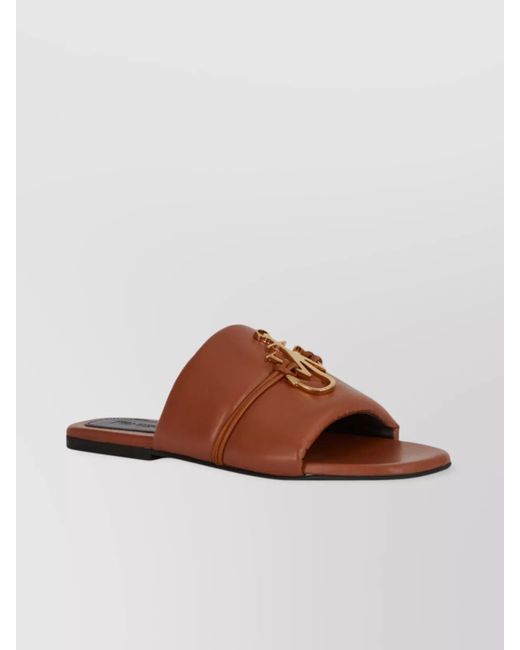 J.W. Anderson Brown Embellished Open Toe Flat Sole Mules