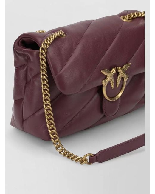 Pinko Brown Quilted Chain Shoulder Bag Adjustable Strap Handle
