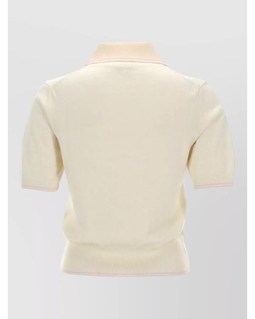 A.P.C. Natural Knit Polo Shirt Short Sleeve Ribbed Trim