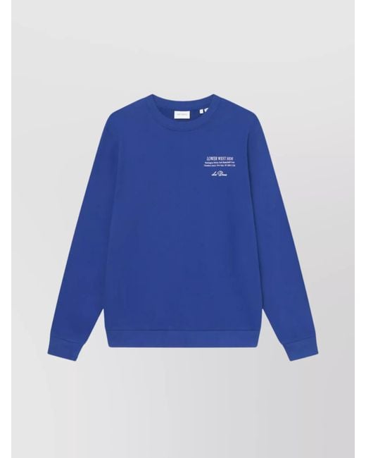 Les Deux Blue Long Sleeve Graphic Hoodie With Ribbed Cuffs for men