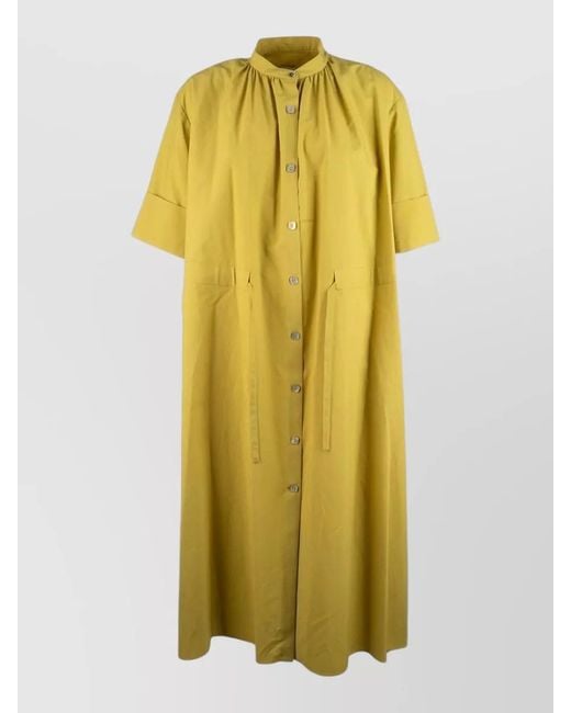Paul Smith Yellow Short Sleeve Dress Midi Length Yoke